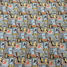 Light Blue Traditional Polynesian Pattern Gift Wrapping Fabric / Furoshiki