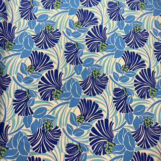 Modern Floral Fabric Polycotton | Blue