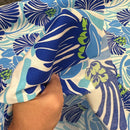 Modern Floral Fabric Polycotton | Blue-4
