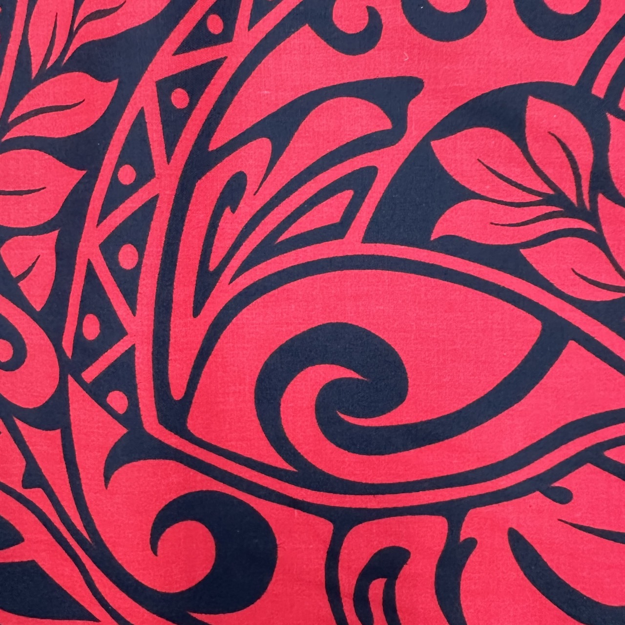 Polynesian Tribal Tapa Print Fabric / Red and Black