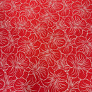 Modern Hibiscus Print Fabric Polycotton | RED-1