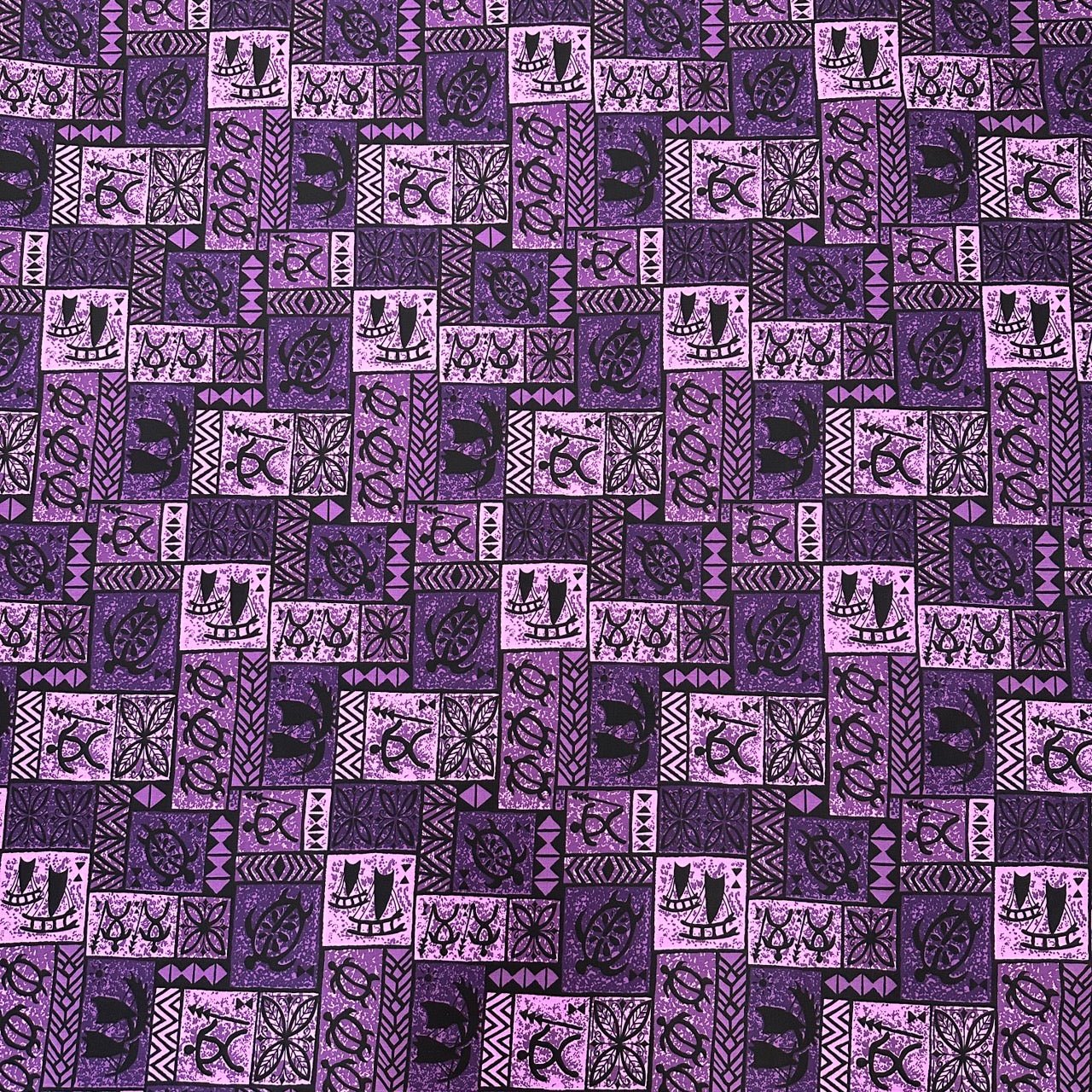 Vintage Polynesian Print Fabric / Purple -1223FB-PU1 | Muumuu Mall by ...
