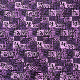 Vintage Polynesian Print Fabric /  Purple -1223FB-PU1