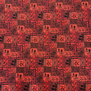 Vintage Polynesian Print Fabric /  Red-1