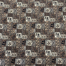 Vintage Polynesian Print Fabric / Brown-1