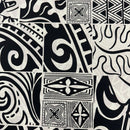 Tapa Hawaiian Print Fabric 100%Cotton/ Black and White-3