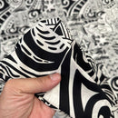Tapa Hawaiian Print Fabric 100%Cotton/ Black and White-4