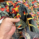 Tropical Leaf & Floral Hawaiian Print Fabric / Black Background -1223FB-BL5