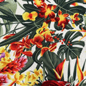 Tropical Leaf & Floral Hawaiian Print Fabric / White Background -1223FB-WH3