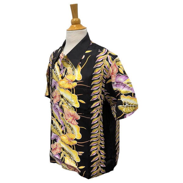 Vintage Anthurium Flower & Leaf Print Hawaiian Shirt | Vintage Aloha Shirts Brand: Kamehameha