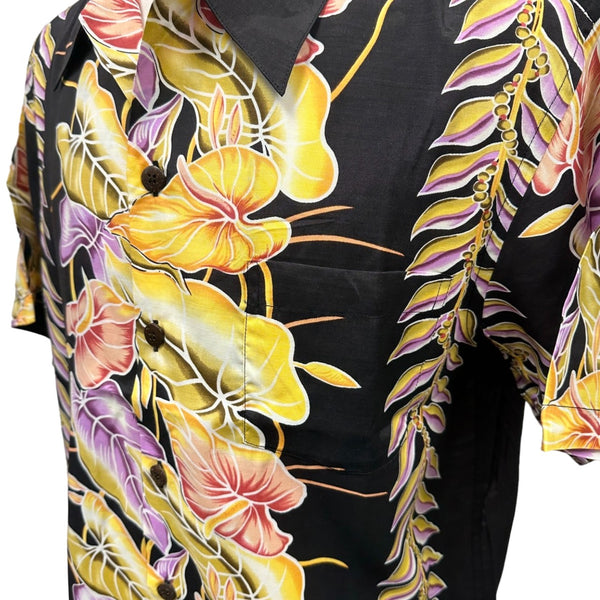 Vintage Anthurium Flower & Leaf Print Hawaiian Shirt | Vintage Aloha Shirts Brand: Kamehameha