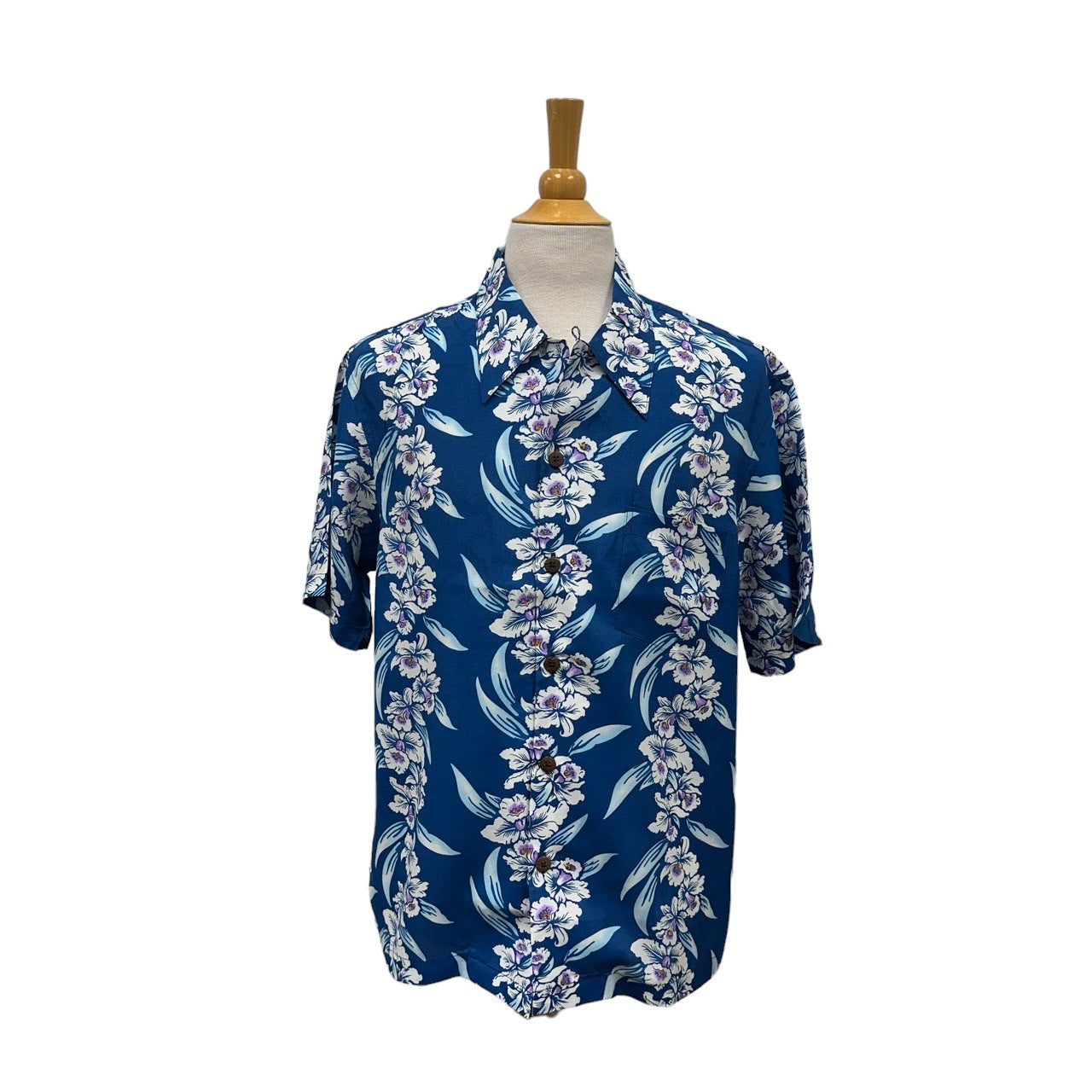 Vintage Hibiscus Print Hawaiian Shirt - BLUE | Vintage Aloha Shirts Brand: Kamehameha - 0