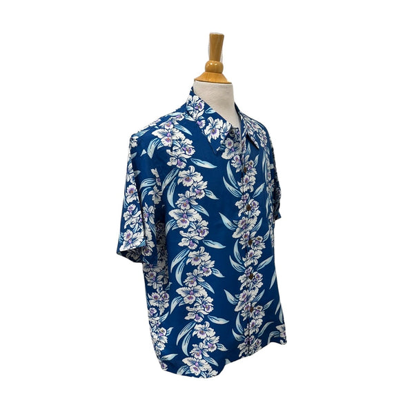 Vintage Hibiscus Print Hawaiian Shirt - BLUE | Vintage Aloha Shirts Brand: Kamehameha