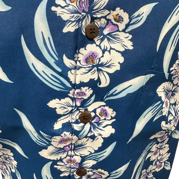 Vintage Hibiscus Print Hawaiian Shirt - BLUE | Vintage Aloha Shirts Brand: Kamehameha