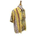 Vintage Prints Hula Girl & Flower Lei Print Hawaiian Shirt Yellow | Vintage Aloha Shirts Brand: Kamehameha