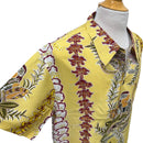 Vintage Prints Hula Girl & Flower Lei Print Hawaiian Shirt Yellow | Vintage Aloha Shirts Brand: Kamehameha-7