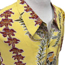 Vintage Prints Hula Girl & Flower Lei Print Hawaiian Shirt Yellow | Vintage Aloha Shirts Brand: Kamehameha-1