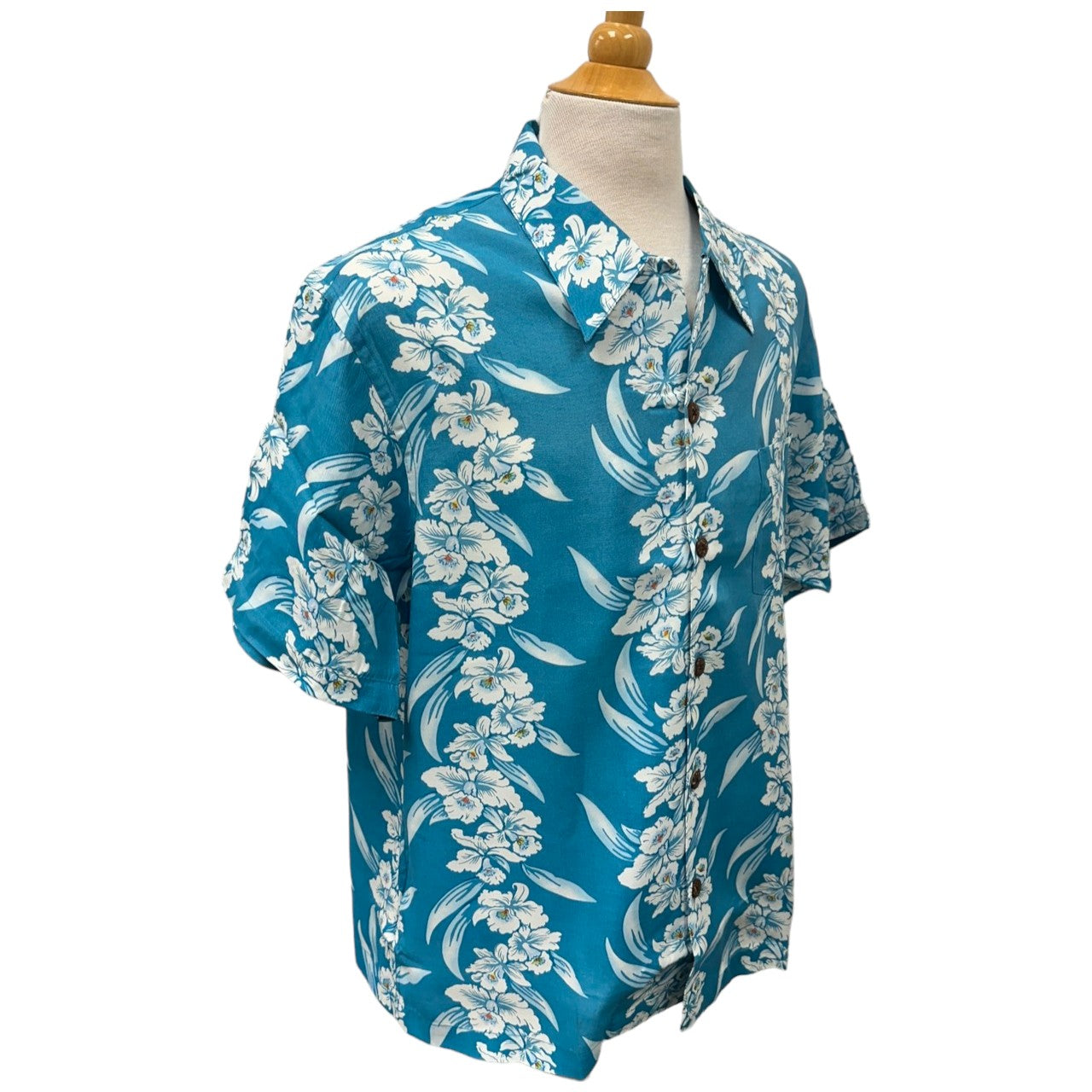 Vintage Hibiscus Print Hawaiian Shirt - Turquoise | Vintage Aloha Shirts Brand: Kamehameha - 0