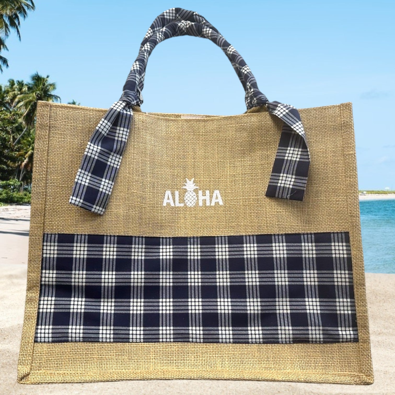 hawaii_burlap_tote_bag_navy