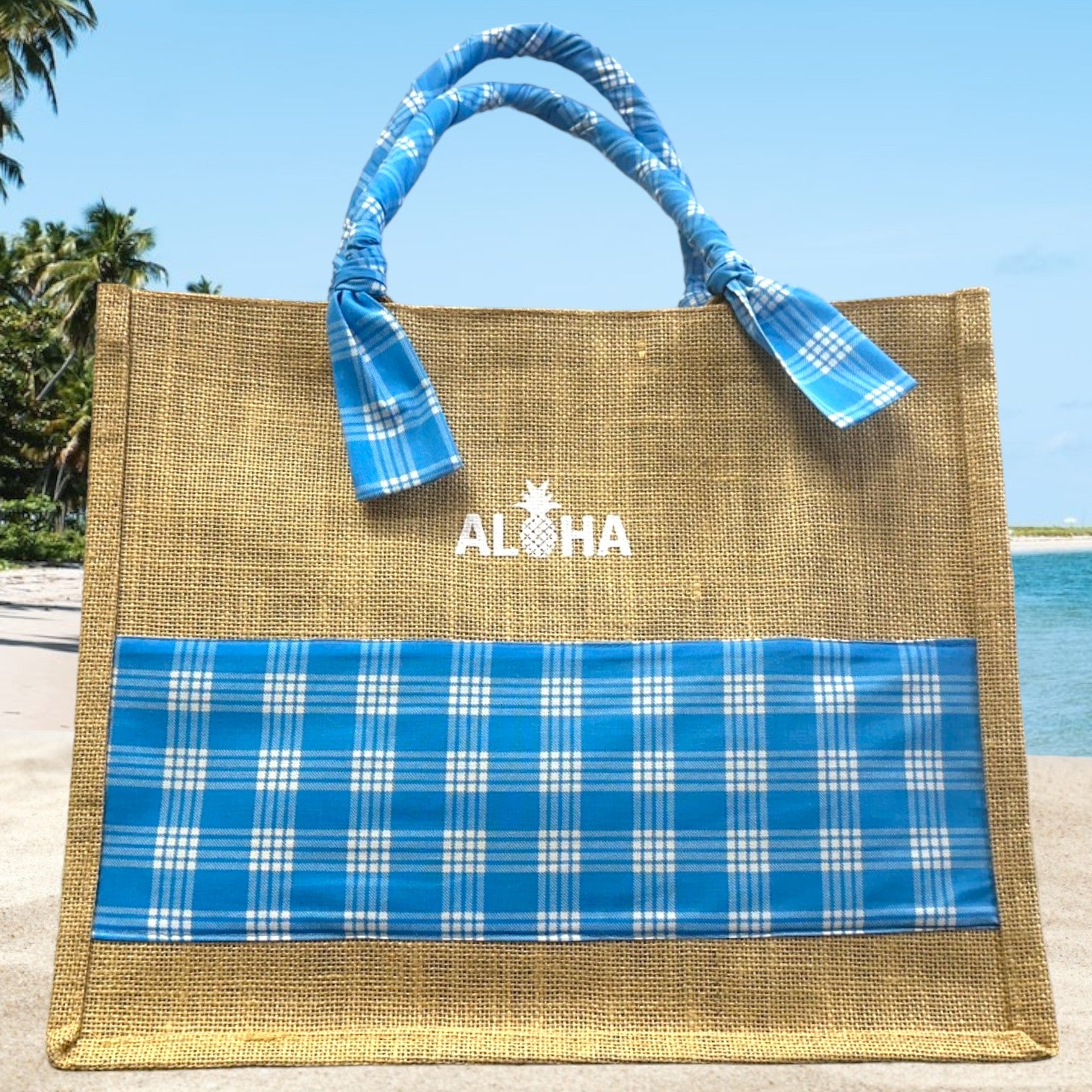 hawaii_burlap_tote_bag_blue