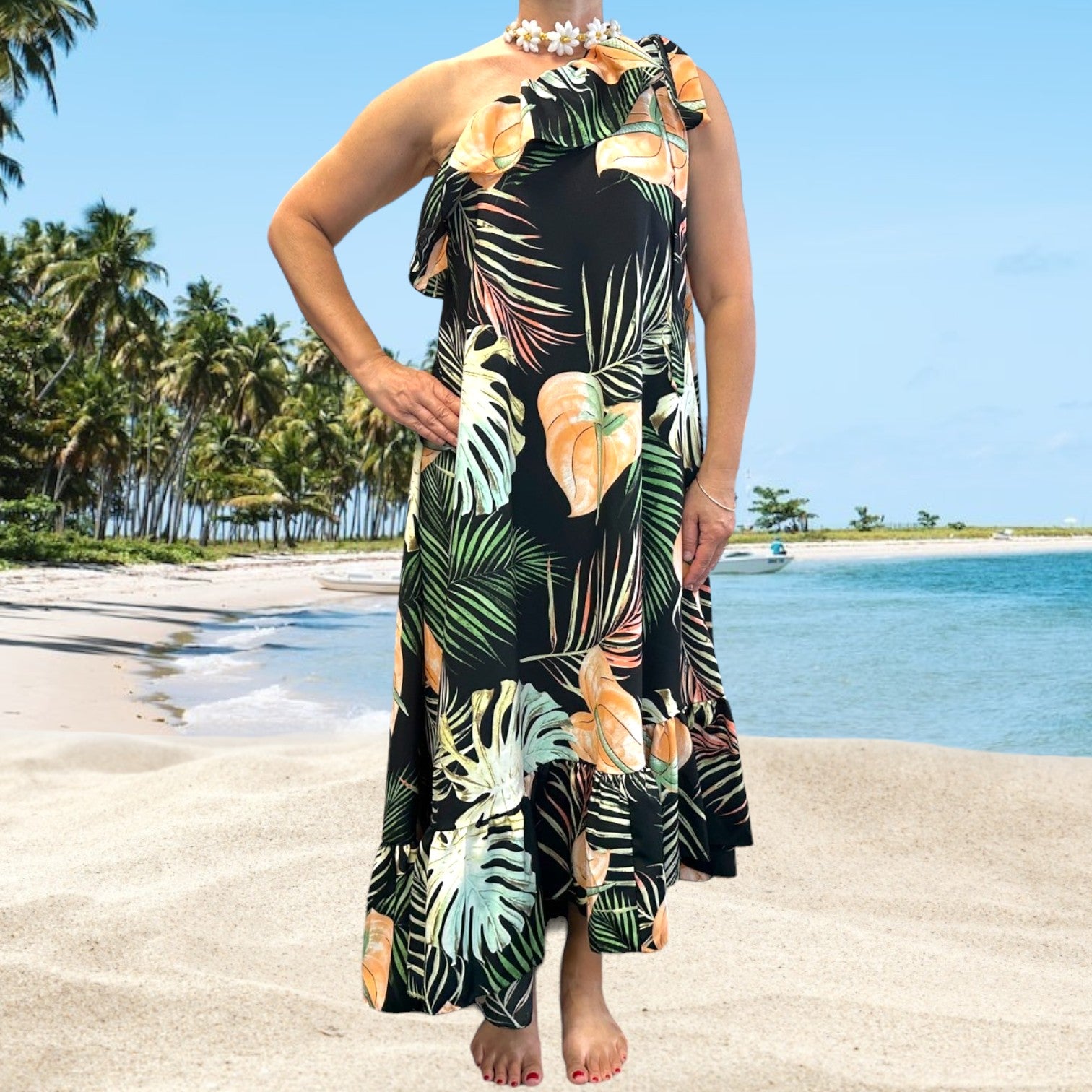 Women's One Shoulder Hawaiian Dress