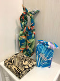 Gift Wrapping Fabric / Furoshiki  - Blue & White Hibiscus / 1223FB-BLU3