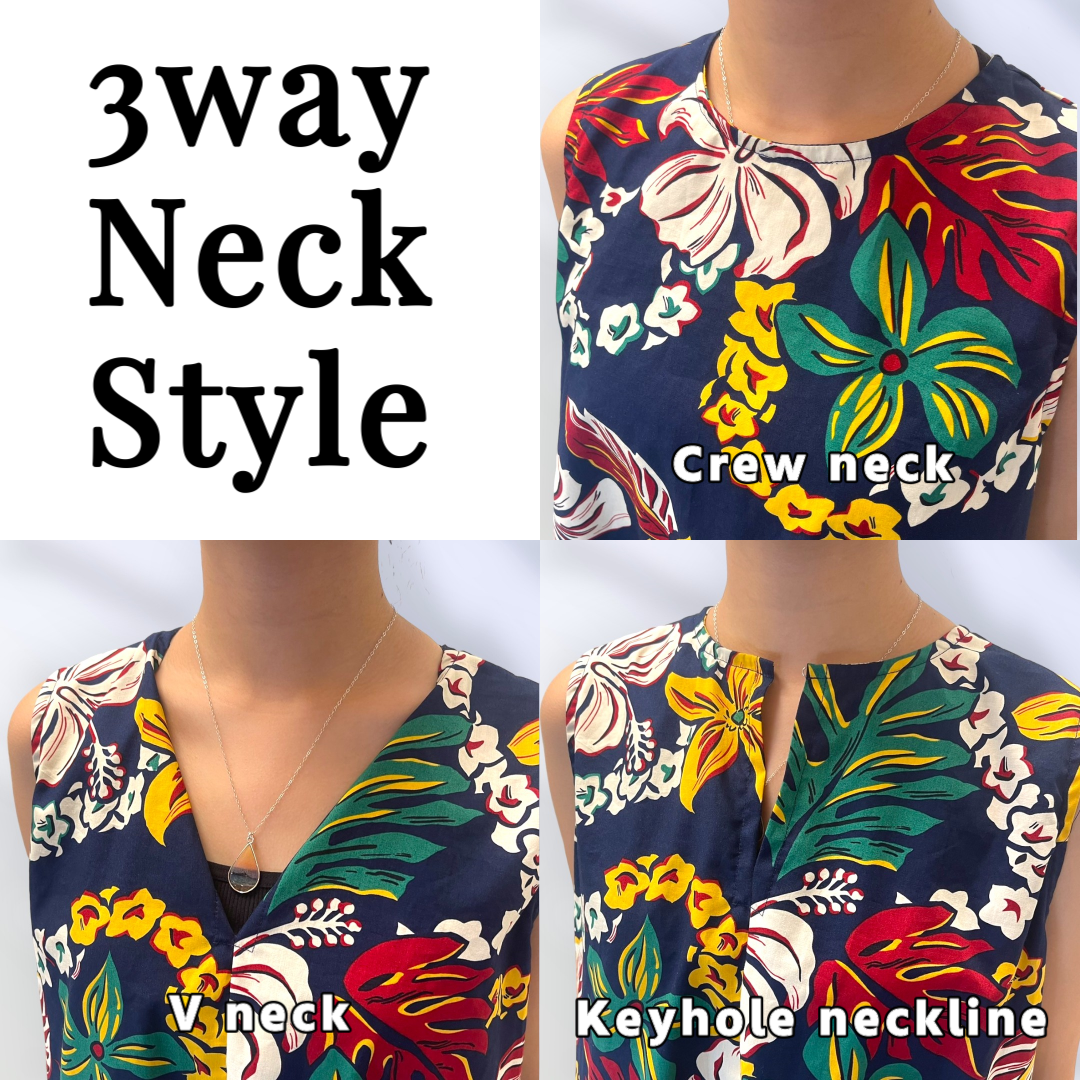 3wayNeckStyleComfortableLongDressNavyHibiscus_2