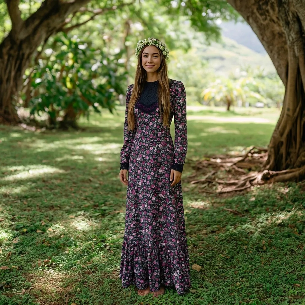 Pink Roses Cottagecore Vintage Revival Hawaiian Dress – Black Lace & R