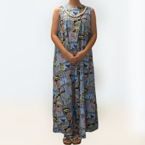 ALine-LongDress-PolynesianPrint-Blue_1