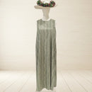 ALine Cotton Long Dress Hawaiian Lei Sage Green