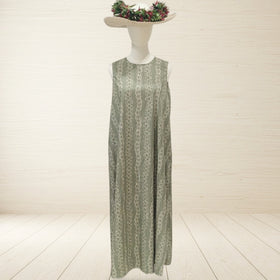 ALine Cotton Long Dress Hawaiian Lei Sage Green
