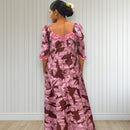 Banana Leaf Hawaiian Dress Maroon Pink