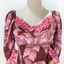 Banana Leaf Hawaiian Dress Maroon Pink