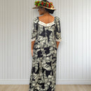 Banana Leaf Ruffle Muumuu Black White