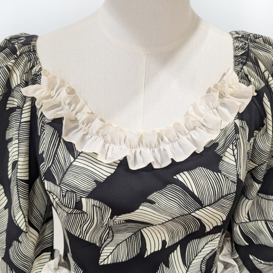 Leaf Ruffle Banana Leaf Ruffle Muumuu – Black & White | Muumuu Mall by Muumuu Rainbow