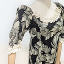 Banana Leaf Ruffle Muumuu Black White