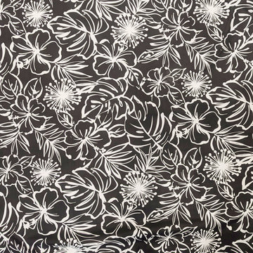 BlackHawaiianFabricwithWhiteHibiscusandOhiaLehua