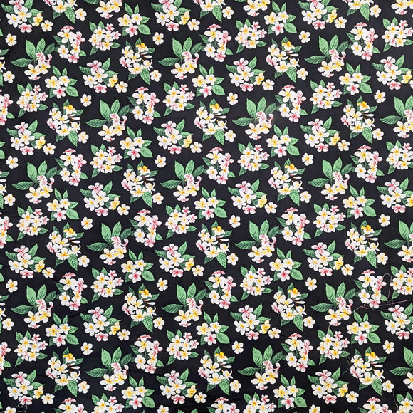 BlackHawaiianFabricwithWhitePlumeriaFlower