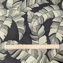 Black Banana Leaf Hawaiian Fabric – Classic Tropical Line Print Polycotton-2