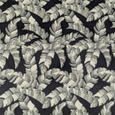Black Banana Leaf Hawaiian Fabric – Classic Tropical Line Print Polycotton-1
