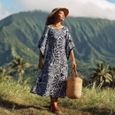 Black Kimono Sleeve Hawaiian Dress