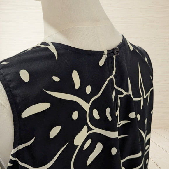 Black Monstera Leaf Sleeveless Long Dress