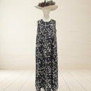 Black Monstera Leaf Sleeveless Long Dress