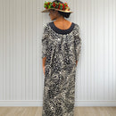 Black Pineapple Tapa Velvet Collar Muumuu Dress