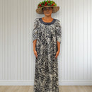 Black Pineapple Tapa Velvet Collar Muumuu Dress