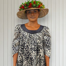 Black Pineapple Tapa Velvet Collar Muumuu Dress