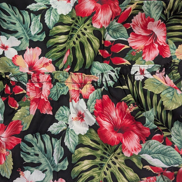 Black Tropical Hibiscus Hawaiian Dog Dress – Elegant Island Floral Ruffle Dress | Made in Hawaii - 0