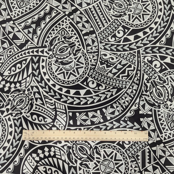 Black Turtle Polynesian Tribal Hawaiian Fabric – Bold Island Print Cotton