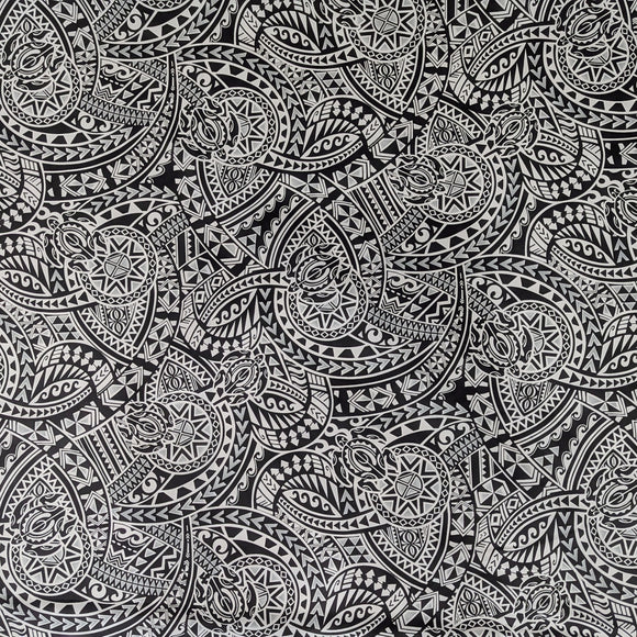 Black Turtle Polynesian Tribal Hawaiian Fabric – Bold Island Print Cotton