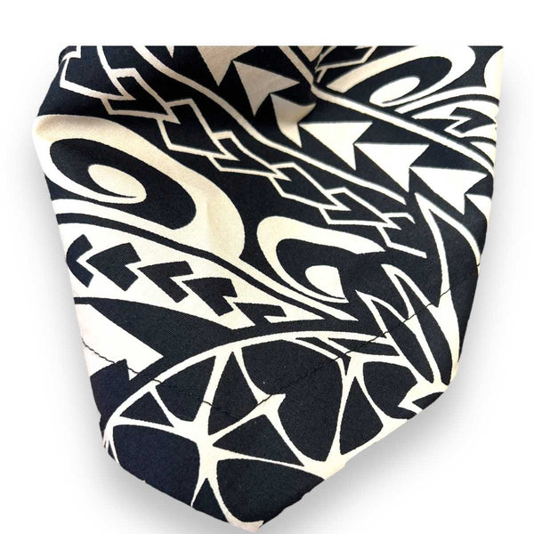 Black Pineapple and Tapa Tribal Print Velvet Collar Muumuu Dress 2081